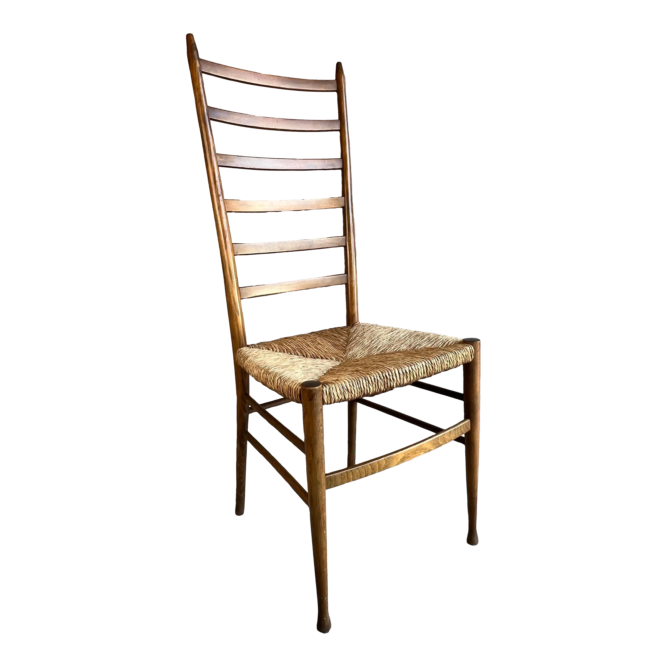 Vintage Mid 20th Century Italian Country Modern Style Rush Seat