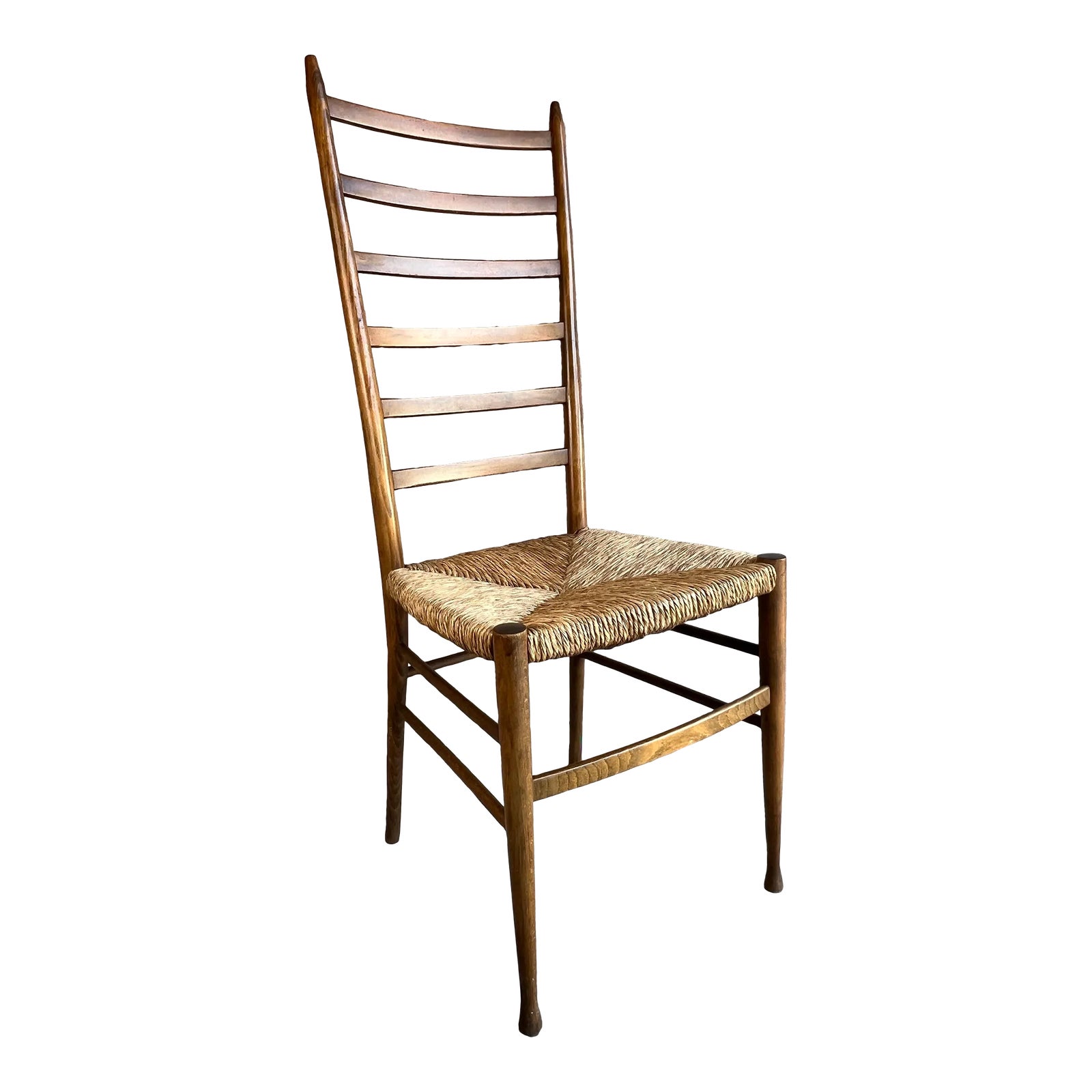 Vintage Mid 20th Century Italian Country Modern Style Rush Seat