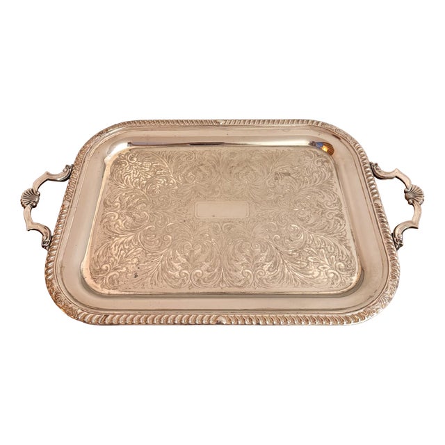 Antique Edwardian Silver-Plated Tray, 1900 For Sale