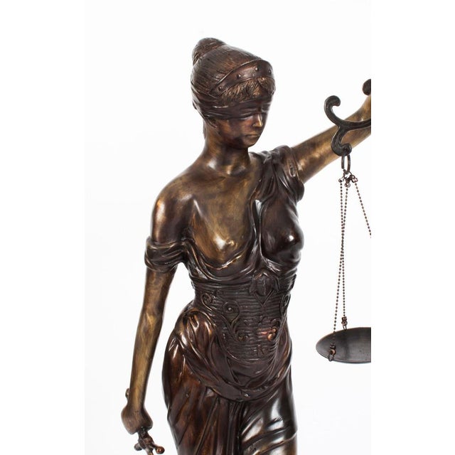 Metal 4ft Lady Justice Statue, 20th Century, Bronze For Sale - Image 7 of 18