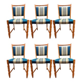 Set of Six Danish Oak Dining Chairs by Henning Kjærnulf For Sale