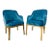 Mid-Century Modern Style Blue Velvet & Walnut Frame Barrel Chair, a Pair For Sale