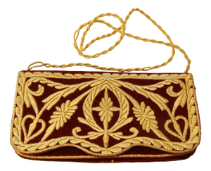 Red Velvet Embroidered 1960s Clutch Fez Morocco