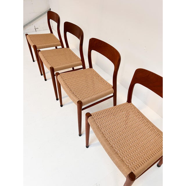 Beige Vintage Model 75 Chairs by Niels Møller for J.L. Møllers, 1960s, Set of 4 For Sale - Image 8 of 18