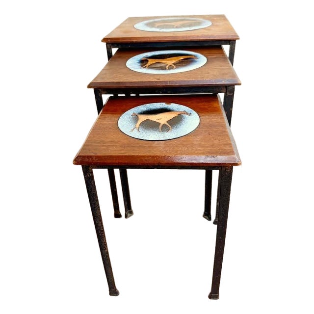 Mid-Century Equine-Themed Nesting Side Tables - Set of Three For Sale