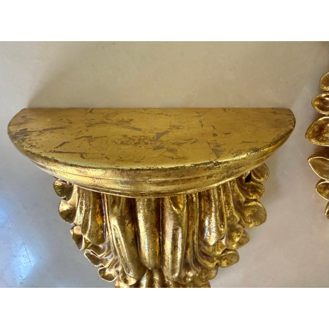 Rococo Vintage Hollywood Regency Wall Shelves, A Pair For Sale - Image 3 of 7