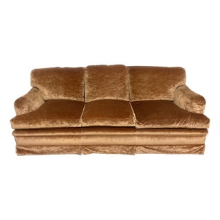 Silk Velvet Sofa, 1980s For Sale