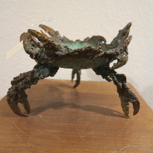 Green William Sharles Original Polychrome Bronze Sculpture Crab Bowl Dragonfly, Signed and Numbered For Sale - Image 8 of 10