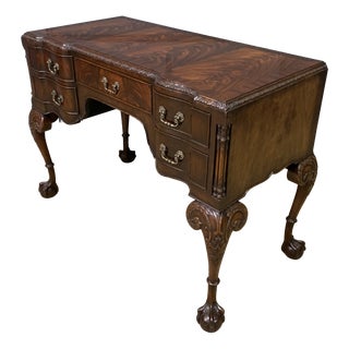 Chippendale Style Writing Desk in Flame Mahogany, 1920 For Sale