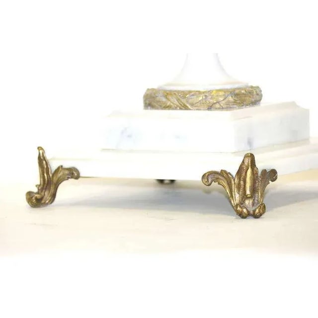 White 19th C. Monumental 25” White Marble Gilt Bronze Mount Cassolette Urn For Sale - Image 8 of 9