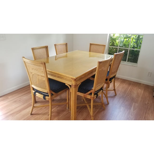 1970s Boho Chic Cane Dining Set 7 Pieces Chairish