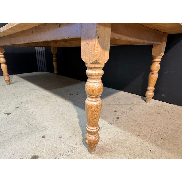 Large Vintage Farmhouse Dining Table in Pine, 1940 For Sale - Image 11 of 15