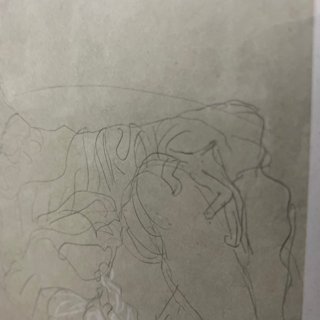 Transparent 1960s Print of Pencil Drawing in Colours of Gustav Klimt 1910 Reclining Figure For Sale - Image 8 of 12