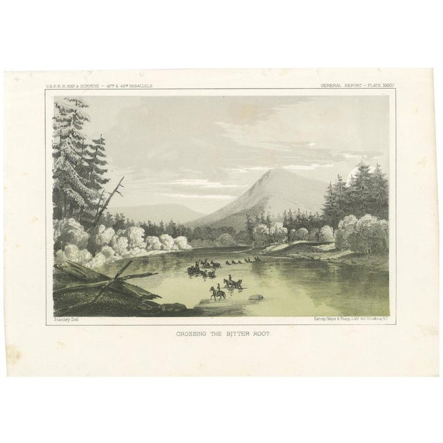 Sarony, Major & Knapp, Crossing the Bitter Root River in Western Montana, USA, Tinted Lithograph, 1856 For Sale - Image 6 of 6