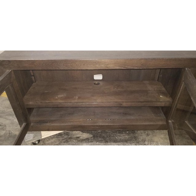 Restoration Hardware Rustic Reclaimed Russian Oak Glass 4 Door Media Console Chairish