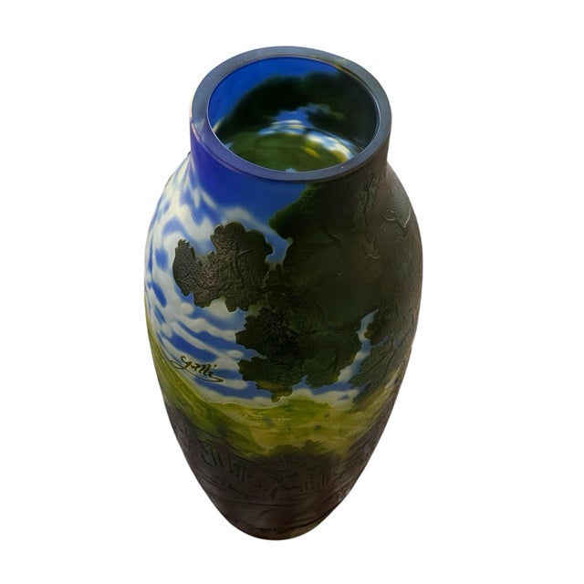 Blue 20th Century Galle Reproduction Vase Art Nouveau For Sale - Image 8 of 11