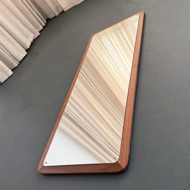 2000 - 2009 Custom Modern Minimal Walnut Wall Mirror For Sale - Image 5 of 8