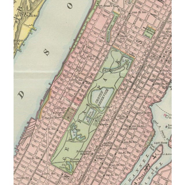 19th Century Antique Map of Manhattan, New York City with Central Park from Rand McNally, 1899 For Sale - Image 5 of 12