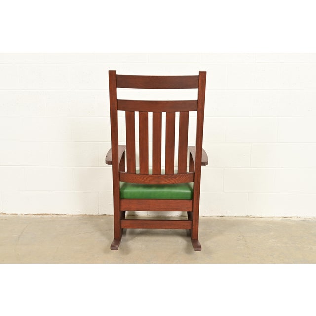 Stickley Brothers Style Antique Mission Oak Arts & Crafts Rocking Chair, Circa 1900 For Sale - Image 10 of 12