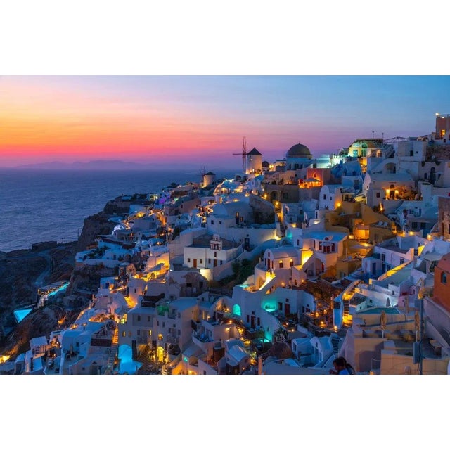 George Pachantouris, View of Oia in Santorini, Greece with Sunset Colours, Photographic Paper, in Flawless conditions....