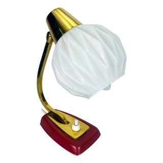 Mid-Century Modern German Table Lamp in Brass and Frosted Glass, 1960s For Sale