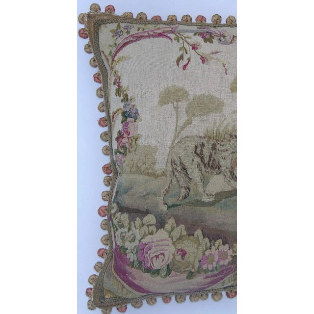 1820 Antique French Tapestry Pillow - 23'' X 22'' For Sale - Image 4 of 6