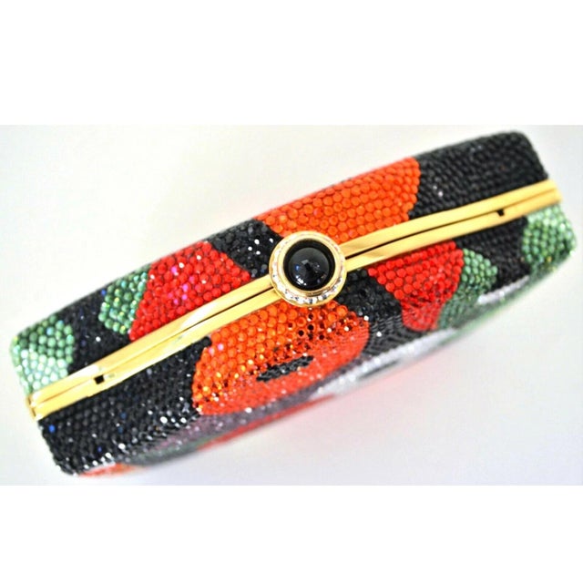 1990 Judith Leiber Evening Bag Vintage Pop Art Deco Red Black Green Gold Crystal Minaudière Clutch Shoulder Vintage For Sale - Image 9 of 11
