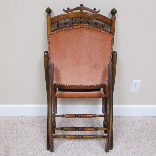 19th Century Eastlake Carpet Folding Rocking Chair Chairish