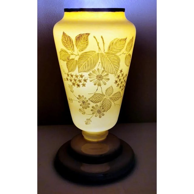 Gray Vintage French Liberty-Style Grey Opaline Glass Vase With Hand-Painted Flowers For Sale - Image 8 of 13