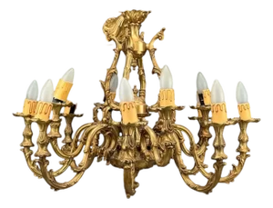 Baroque, Scroll Form Chandelier, Dore Bronze, France, 19th/20th Century