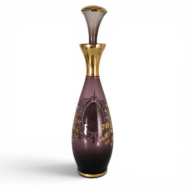 Vintage Venetian Hand-Blown Amethyst Art Glass Decanter Set 11.5" With 4 Cordials For Sale - Image 4 of 18