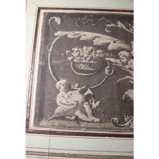 Antique Original 18th Century Italian Design for Frieze Figural Drawing Painting For Sale - Image 9 of 11