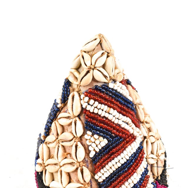 Textile Early 20th Century Kuba Beaded Noble's Hat with Cowrie Shells For Sale - Image 7 of 7