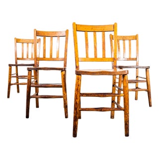 Vintage Elm Chapel Dining Chairs, 1940s, Set of 4 For Sale