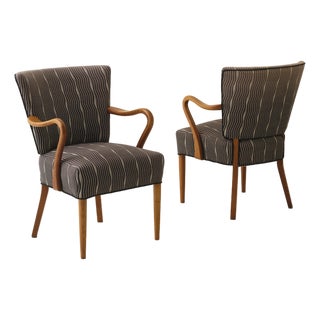Danish Oak Armchairs, a Pair, 1940s For Sale
