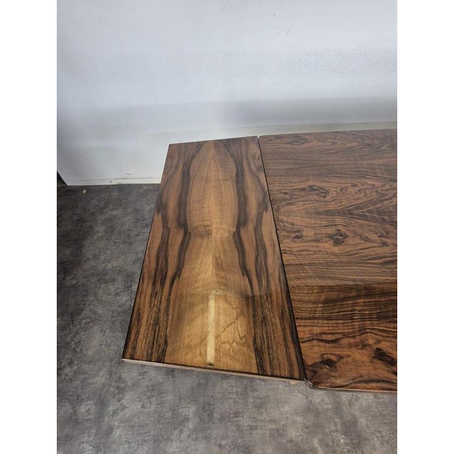 Metal Dining Table in Burr Walnut with Tapered Legs, 1950s For Sale - Image 7 of 11