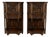Pair of Antique French Gothic Carved Oak Cabinets With Heraldic Crest Iron Hardware - 2 For Sale