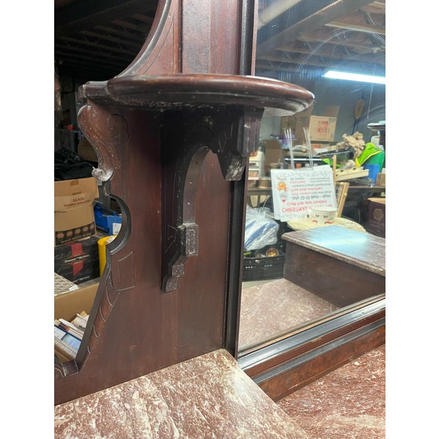 Brown Large Victorian/ Dresser With Marble Top For Sale - Image 8 of 13