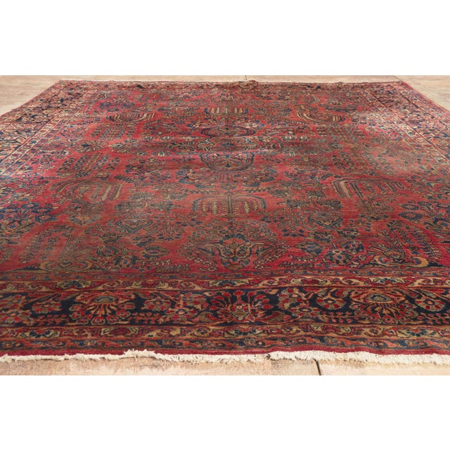Antique Persian Sarouk Rug, 09'01 X 11'08 For Sale - Image 9 of 10