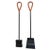 Fine Jacques Adnet modernist fire tools with hand-stitched saddle leather handles atop wrought iron. This set includes a...