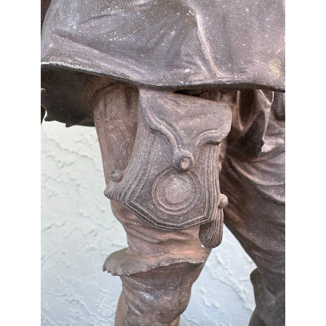 Antique French Spelter Musketeer Sculpture Attributed to Auguste Moreau, C. 1890–1910 as Is For Sale - Image 9 of 12