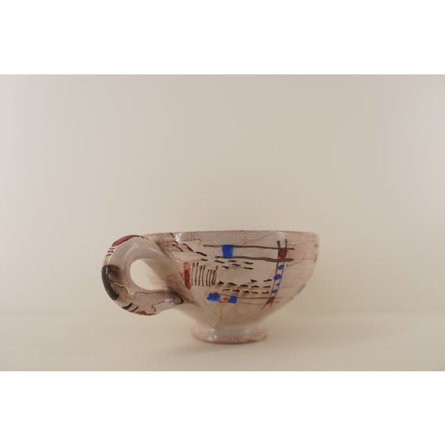 Pink Vintage Hand-Painted Studio Pottery Loving Cup Bowl For Sale - Image 8 of 11