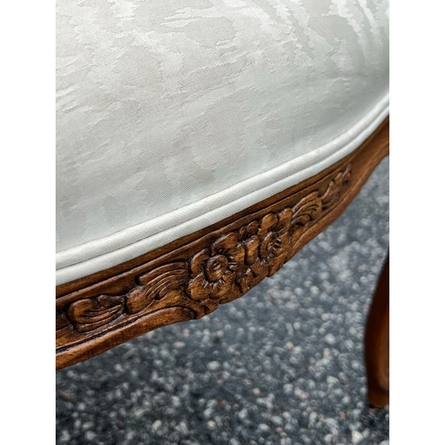 White Louis XV Style Carved Walnut Fauteuil Chair For Sale - Image 8 of 10
