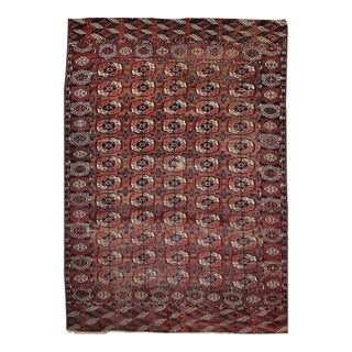 Antique Turkmen Tekke Rug, Wool Pile, Allover Geometric Design For Sale