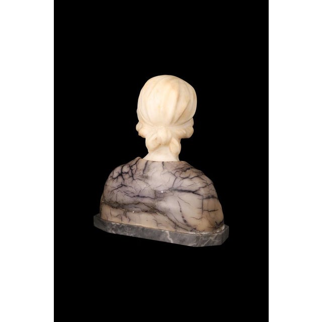 White Gustave Van Vaerenbergh, Bust of a Young Girl, 1900s, Alabaster and Marble Sculpture For Sale - Image 8 of 16