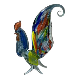 Large Vintage Hand Blown Glass Murano Rooster For Sale