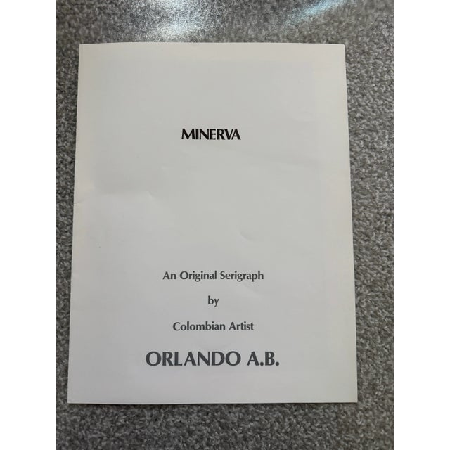 Gray Orlando Botero Agudelo "Minerva" Serigraph on Rice Paper Multiple Media For Sale - Image 8 of 10