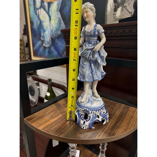 Ceramic Meissen Woman Figurine 11in Early Mark 1764 For Sale - Image 7 of 9