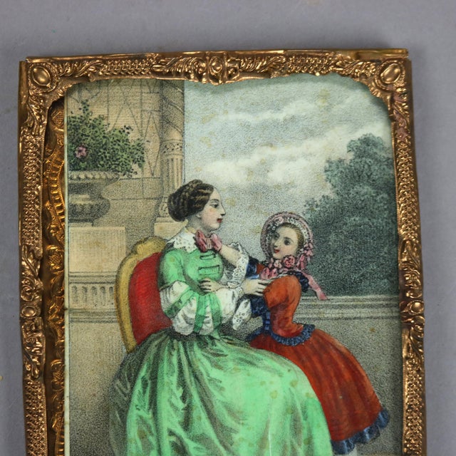 Antique Miniature Print of Woman & Child, Framed, 19thC For Sale - Image 4 of 10
