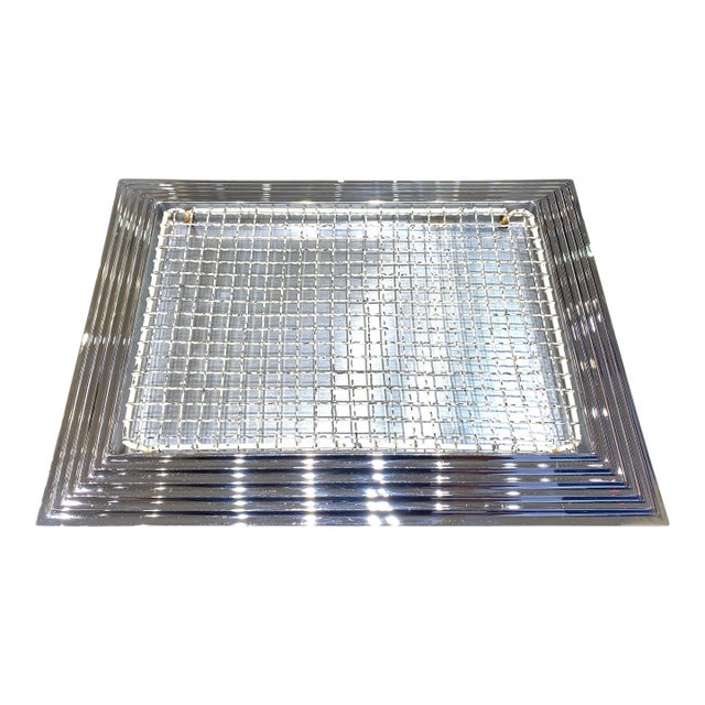 Norman Bel Geddes Chrome Art Deco "Manhattan" Cocktail Tray by Revere With Rare Wire Insert For Sale